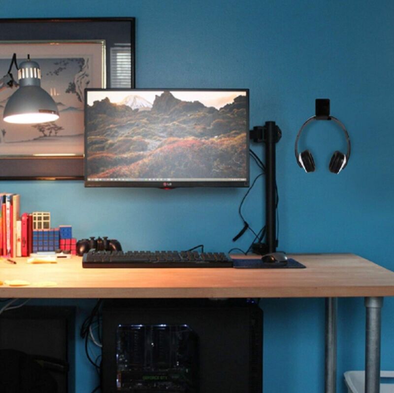 Headphone Hanger Display Stand Holder Acrylic Hook Under Desk Headset Wall Mount