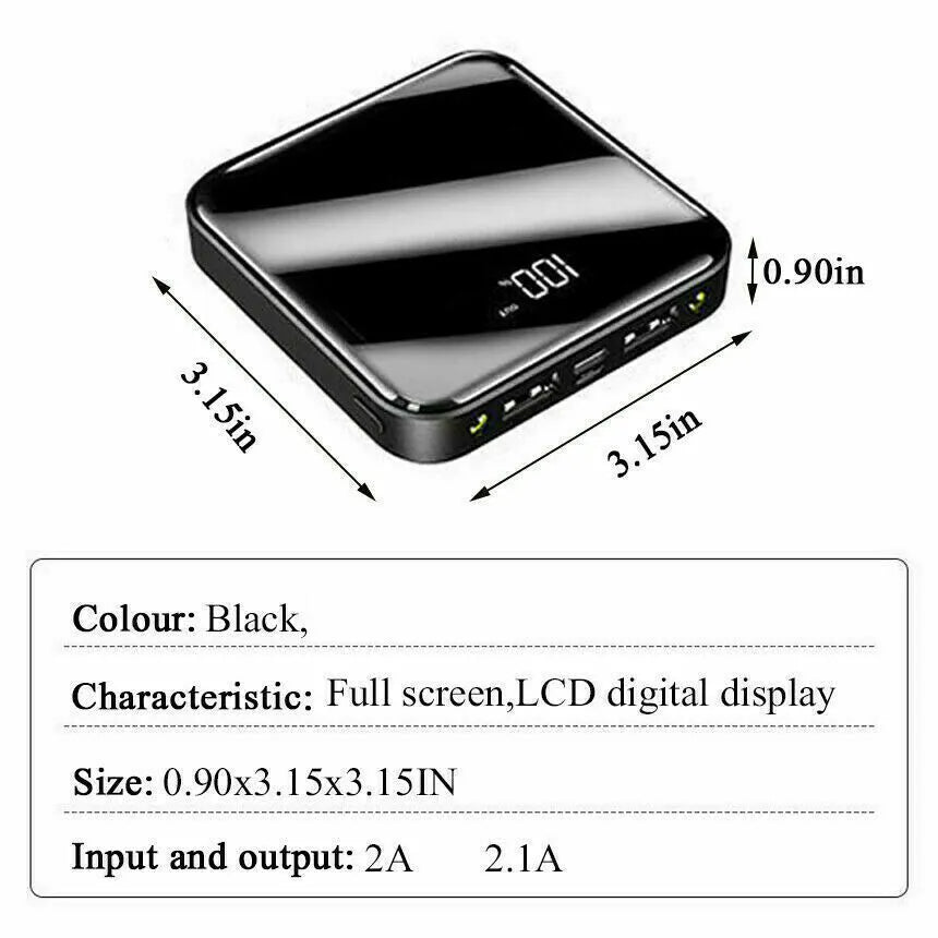 Mini Power Bank Ultra Thin USB Portable External Battery Backup Charger