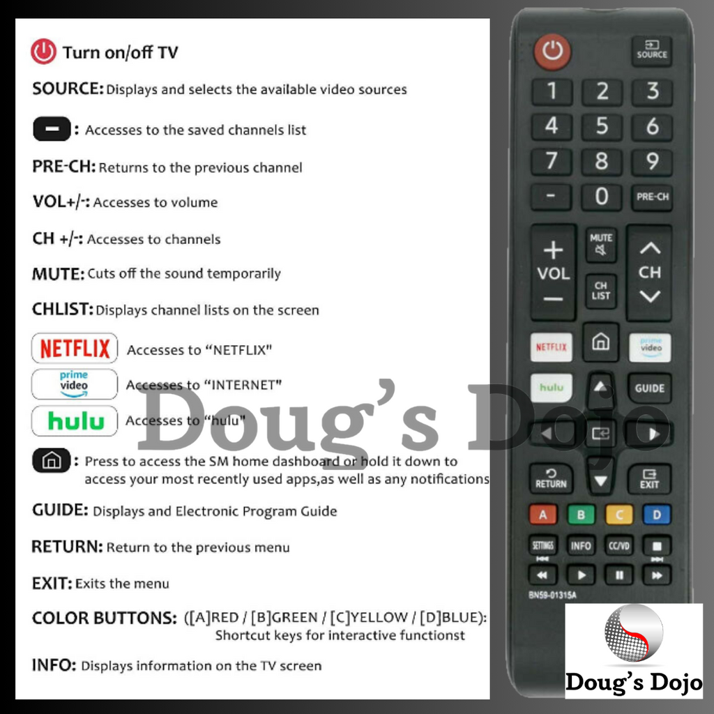 Nuevo mando a distancia de repuesto BN59-01315A para Samsung LED 4K ULTRA HDTV Smart TV