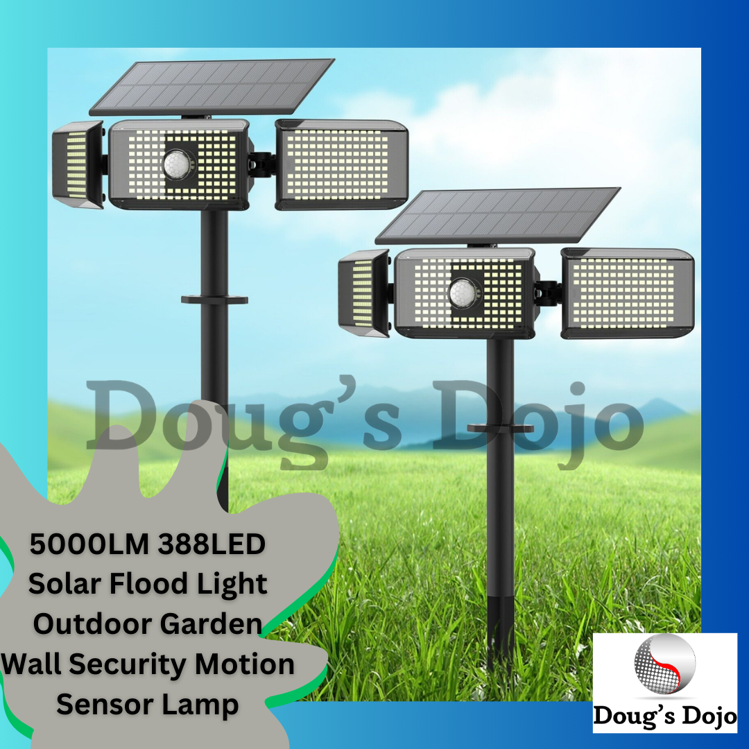 5000LM 388LED Solar Flood Light Outdoor Garden Wall Security Motion Sensor Lamp