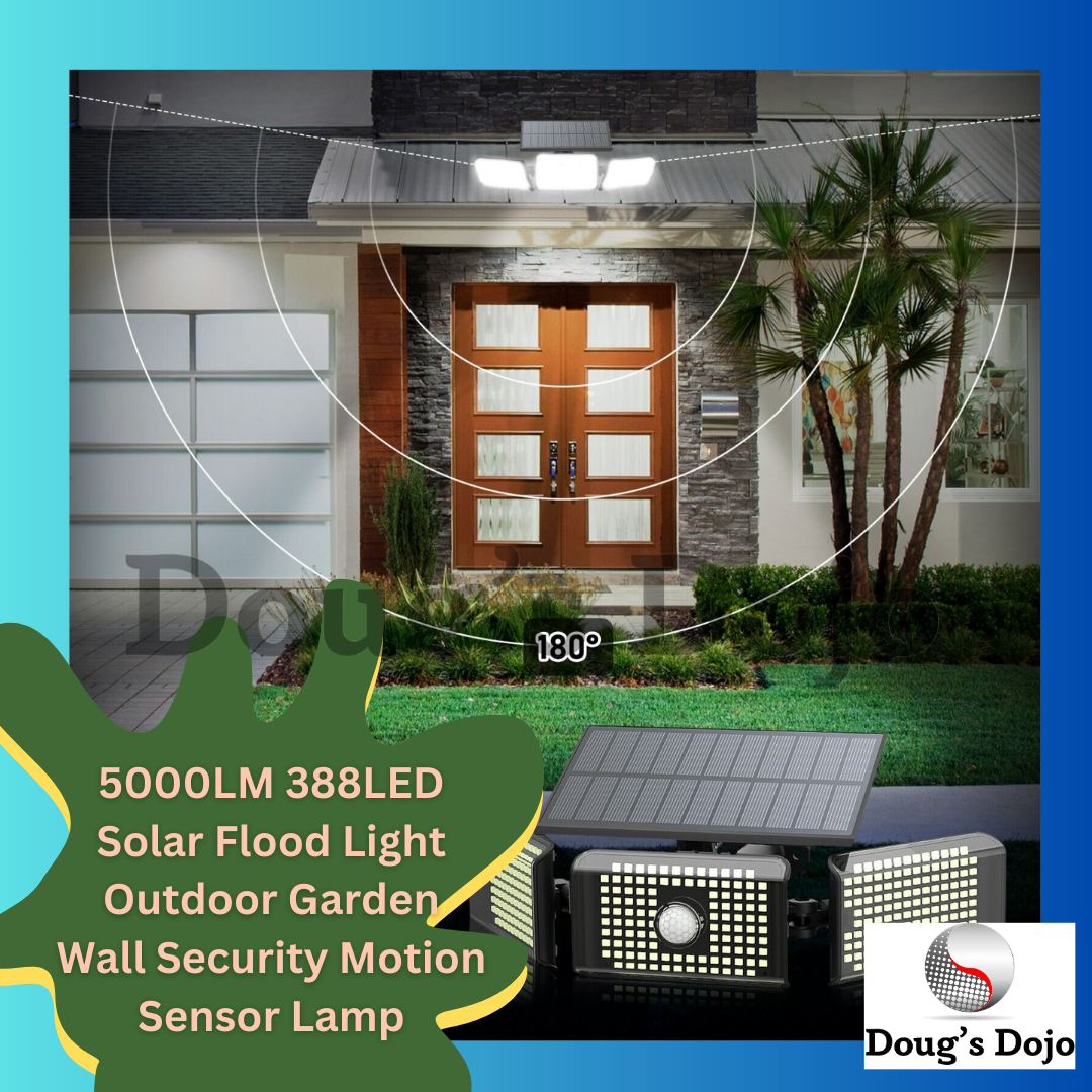 5000LM 388LED Solar Flood Light Outdoor Garden Wall Security Motion Sensor Lamp