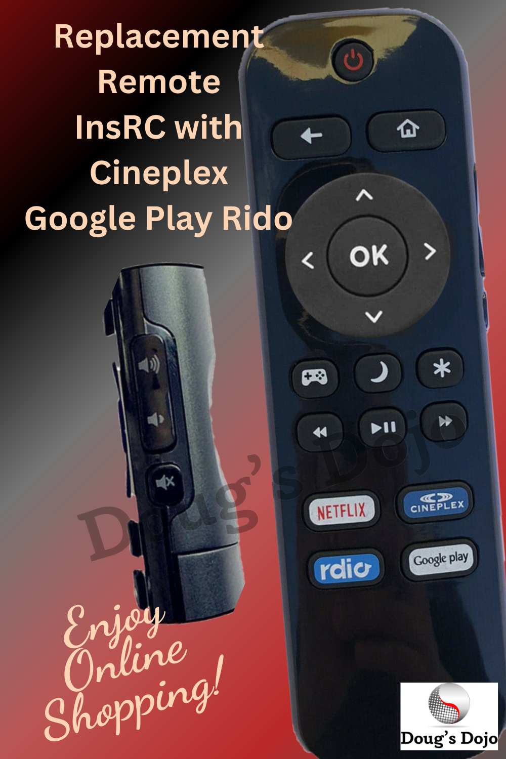 New Remote For Insignia Roku TV with Cineplex Google Play Rido NS-43DR710NA17