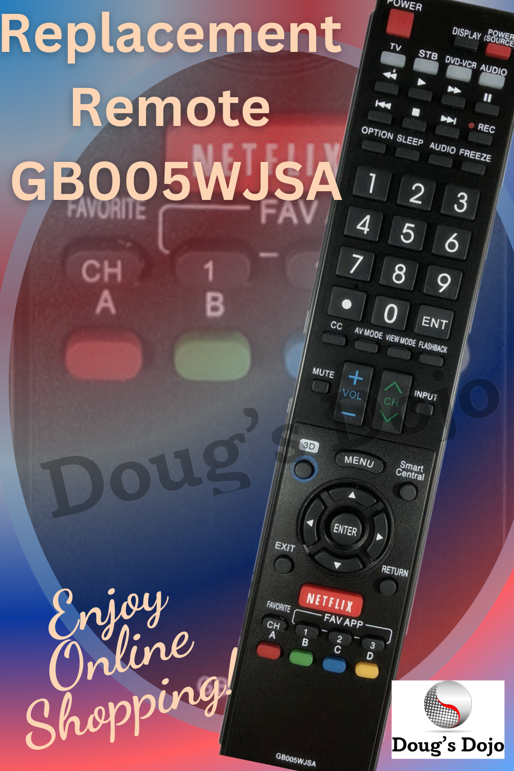 New Sharp Replacement TV Remote GB005WJSA for Sharp AQUOS TV Remote Control