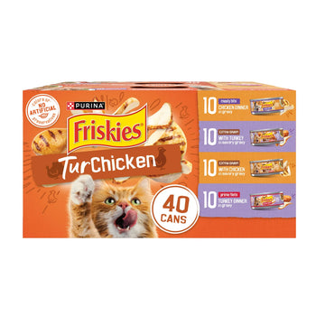 Purina Friskies 5.5 oz Canned Wet Cat Food - Chicken and Turkey Variety Pack, 40