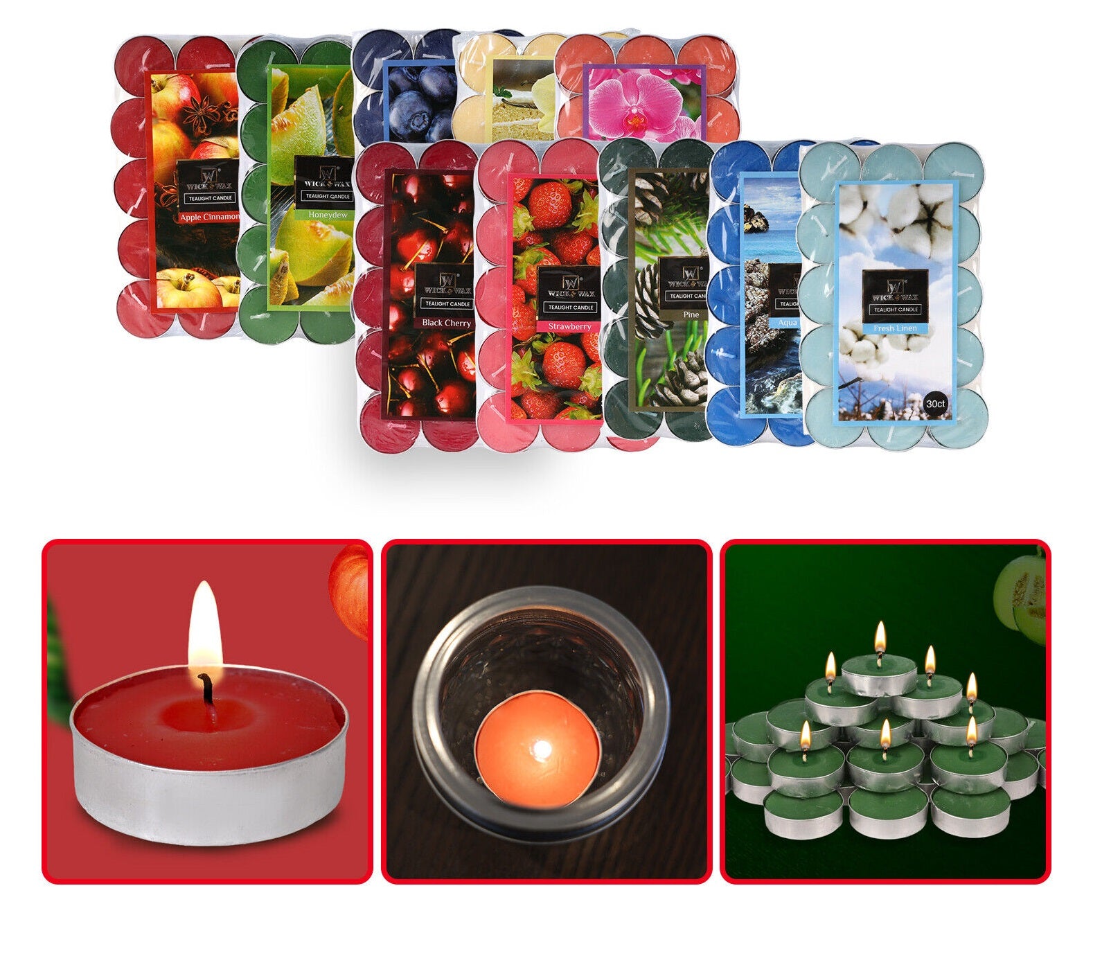 30-180 PCS Scented Tea Lights Candles Bulk Tealight Candle 4hr Lasting for Party