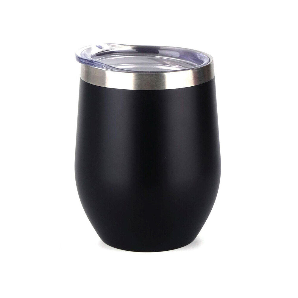 12oz Wine Tumbler Sip Lid Double Wall Stainless Steel Insulated wine glass - Black / 1 Pack - Doug's Dojo