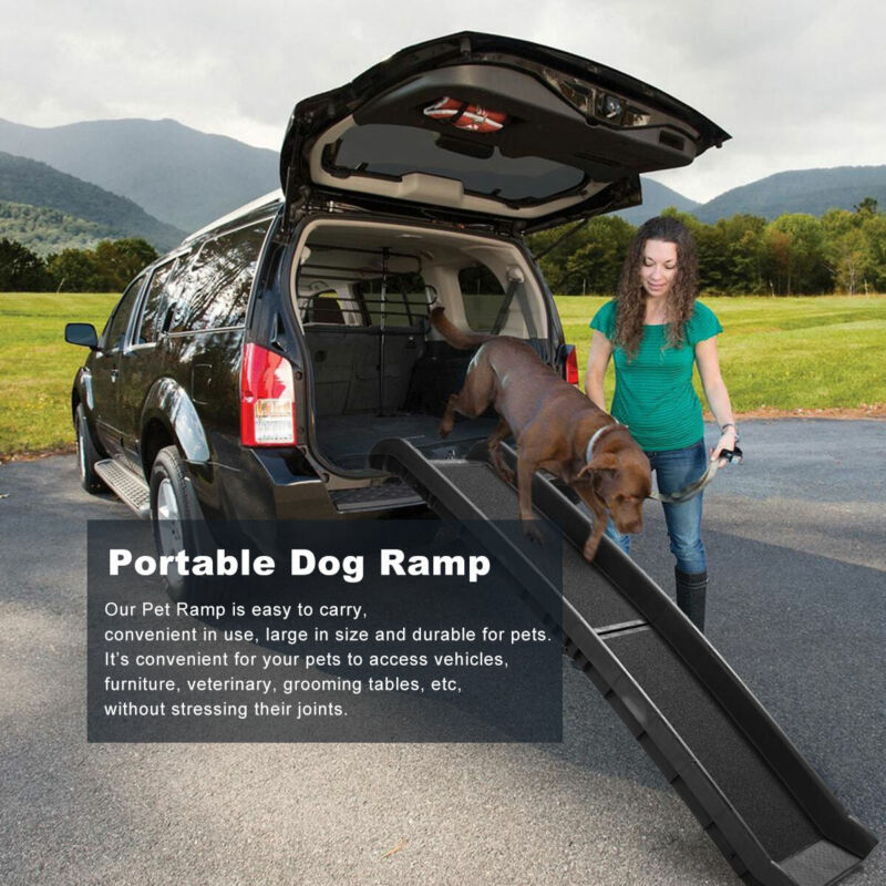 Portable Dog Ramp For Large Pet Folding Trunk Back Seat Ladder Step Car SUV 62" - Doug's Dojo