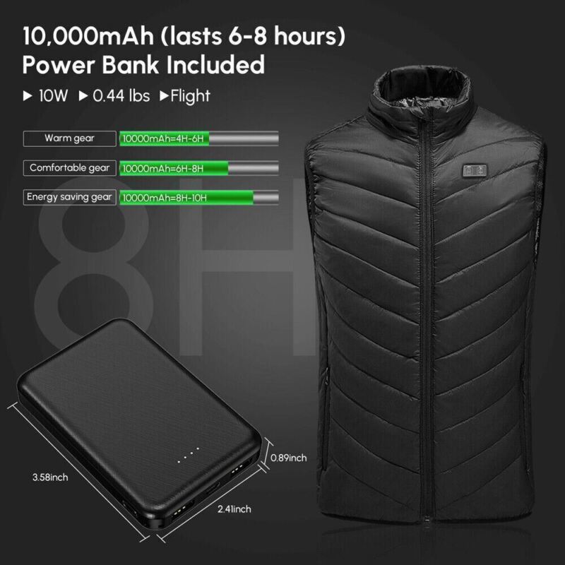 Heated Vest 9 Heating Zones With 10000mAh Battery Pack Electric Heating Vest US