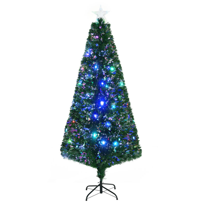 6' Pre-Lit Fiber Optic Artificial Christmas Tree Colorful Led Lights Decorations