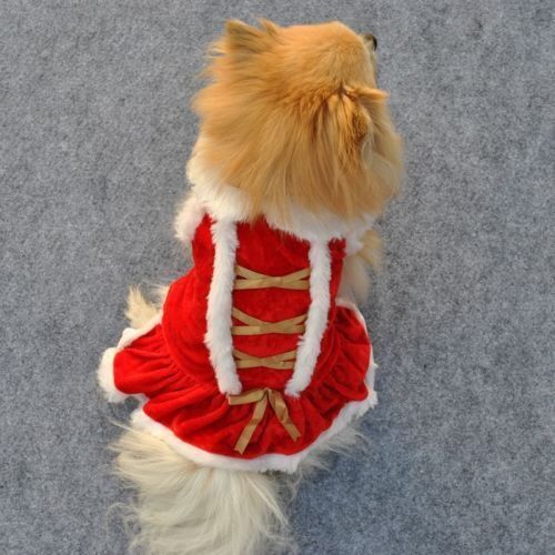 Pet Dog Puppy Santa Shirt Christmas Clothes Costumes Warm Jacket Coat