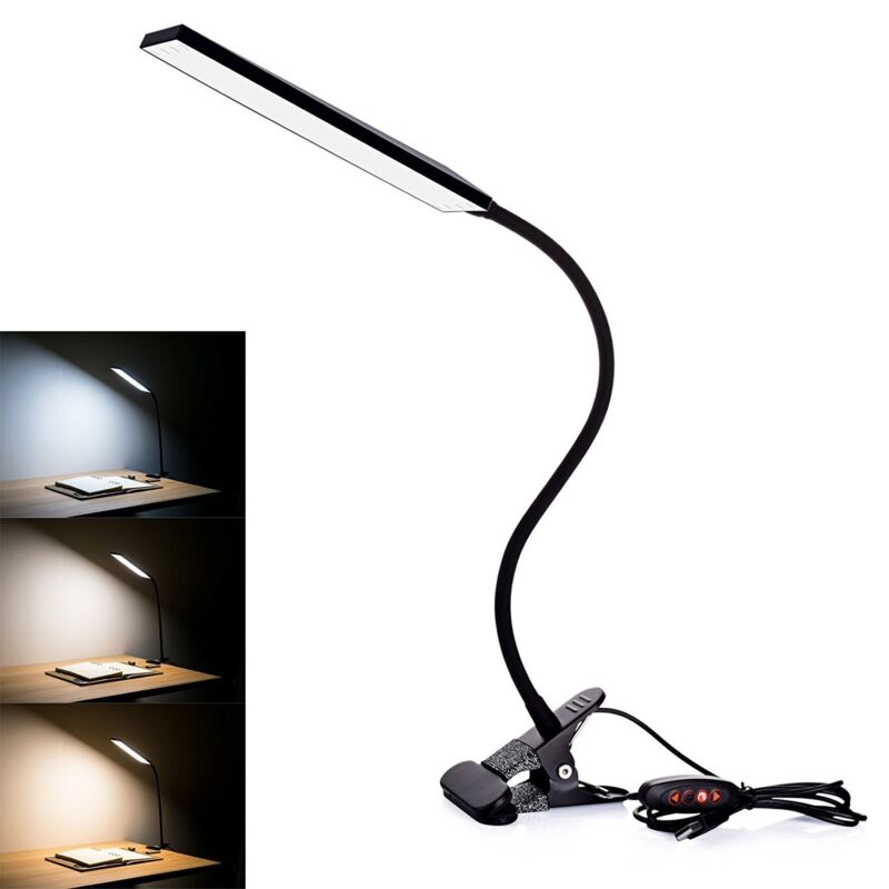 5W Dimmable Clip-On LED Desk Lamp Flexible Reading Light Black Friday