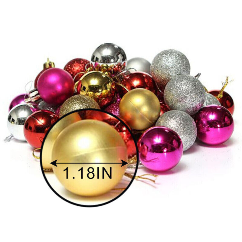 24Pc/Box Christmas Balls Xmas Tree Ornaments Party Hanging Baubles Shatterproof