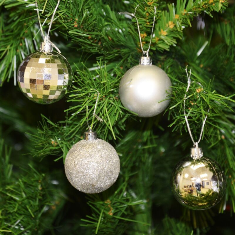 Christmas Tree Ornament Balls, 36 PK 4 Style 2" Xmas Balls