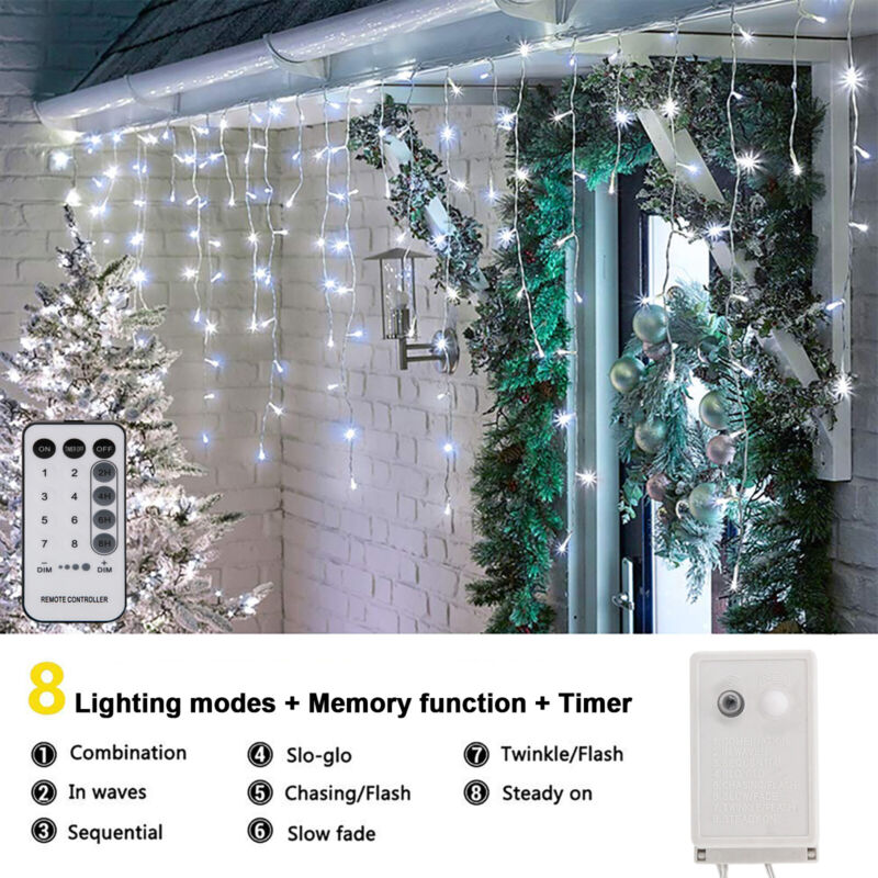 13~130ft Curtain Icicle Lights Wedding Party LED Fairy Christmas Indoor Outdoor