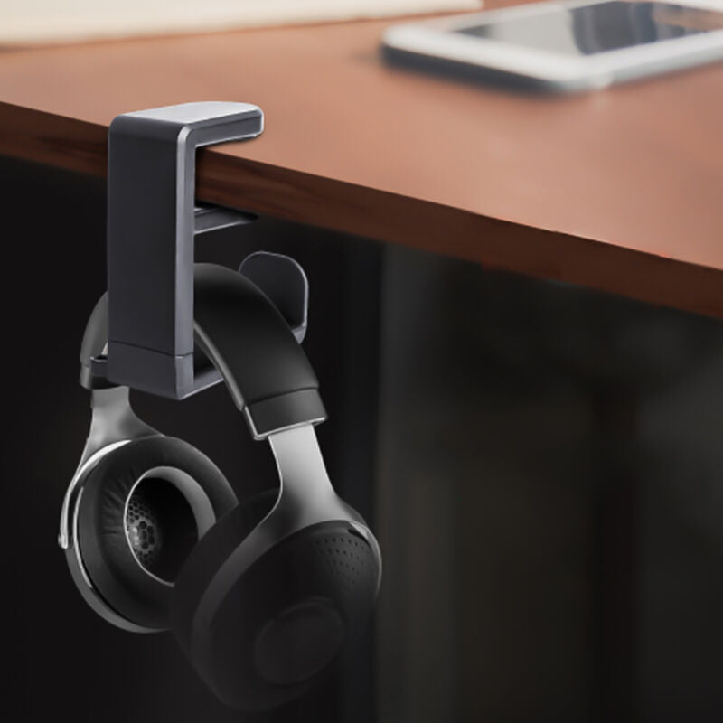 360° PC Gaming Headset Headphone Hook Holder Hanger Mount Under Desk +Cable Clip