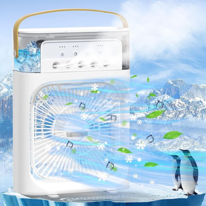 Portable 4-IN-1 Personal Evaporative Air Cooler Fan Humidifier Cooling Fan USB-C