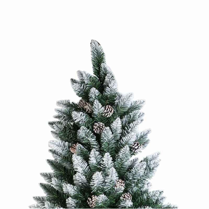 4/5/6/7Ft Artificial Christmas Tree Snow Flocked Pine Cone Holiday Xmas Outdoor