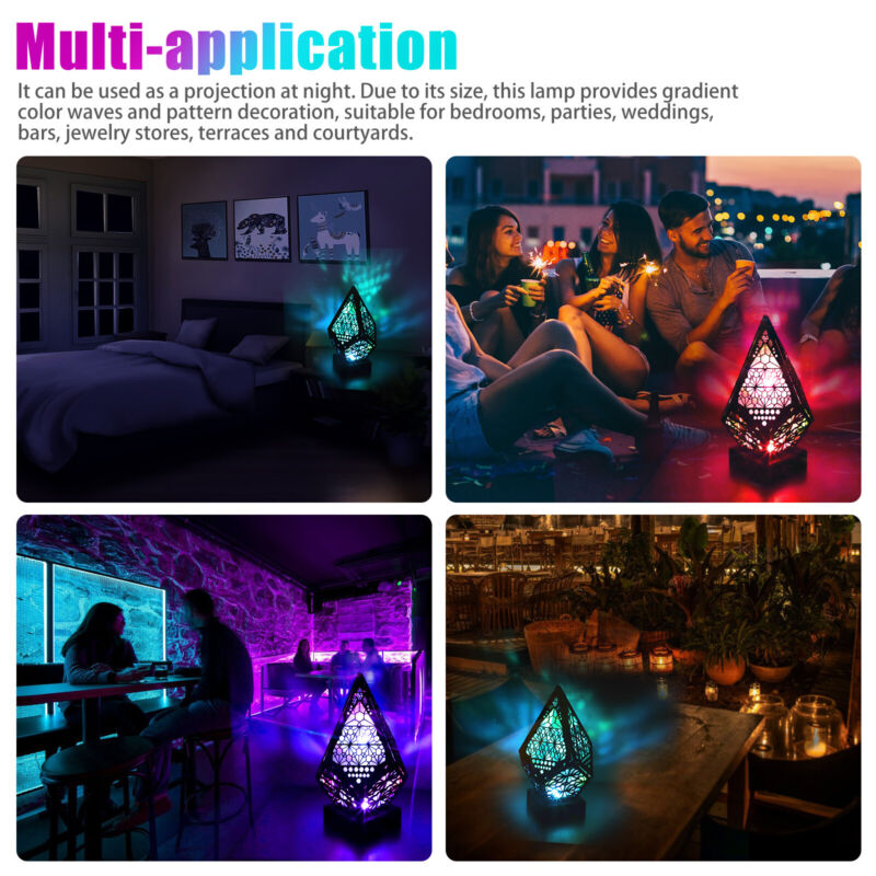 3D Colorful Bohemian LED Night Light Star Starry Sky Floor Projection Party Lamp