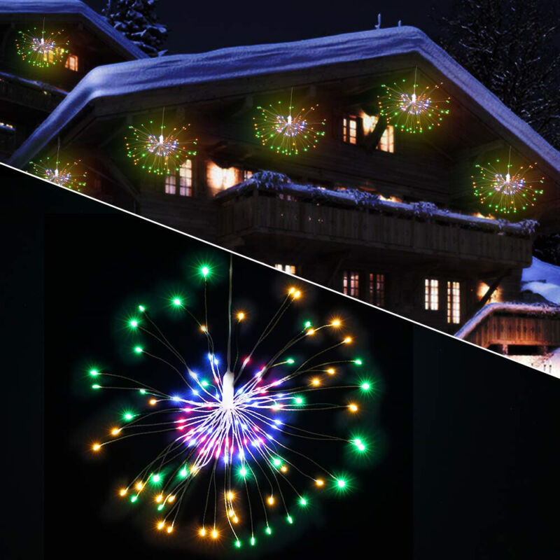 Hanging Firework LED Fairy String Light 8Modes Remote Christmas Party Xmas Decor