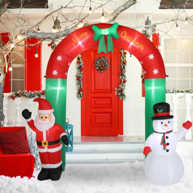 8 FT Christmas Inflatables Arch with Santa & Snowman Blow up Outdoor Decorations