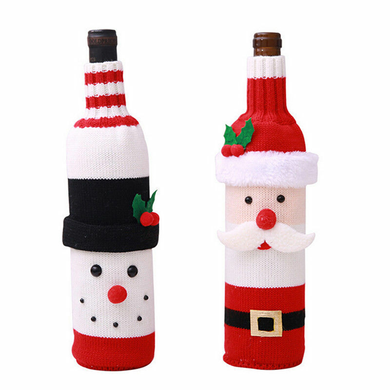 Red Wine Bottle Cover Bags Snowman Santa Claus Christmas Decoration Table Xmas