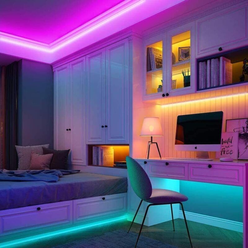 32ft LED Strip Lights Remote Control Bedroom Waterproof for Indoor Outdoor Use