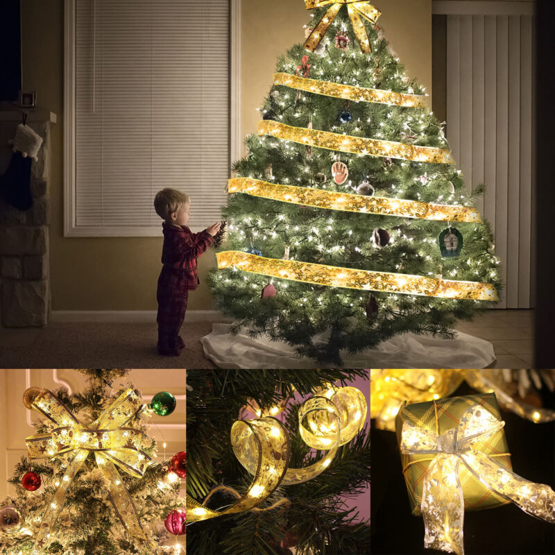 50 LED 16.4FT Fairy Ribbon Lights Strings Christmas Tree Decoration Ornaments