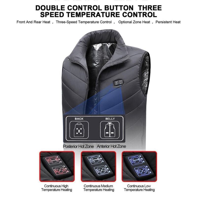 Heated Vest 9 Heating Zones With 10000mAh Battery Pack Electric Heating Vest US