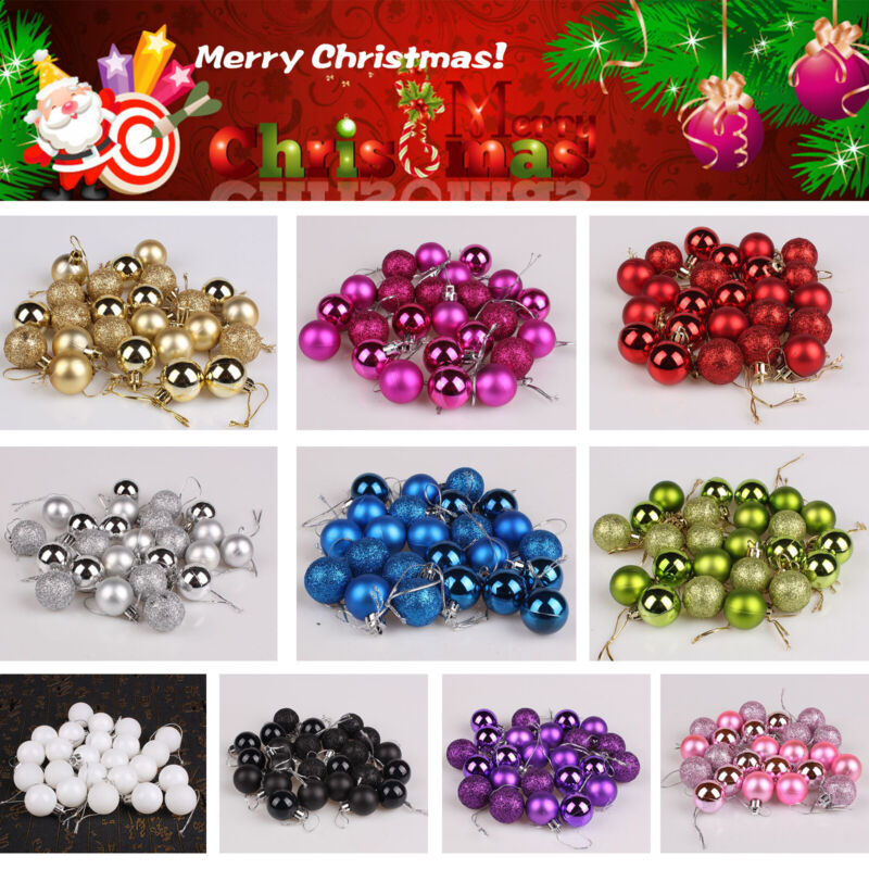 24Pc/Box Christmas Balls Xmas Tree Ornaments Party Hanging Baubles Shatterproof