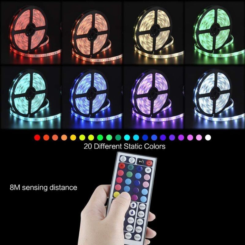 32ft LED Strip Lights Remote Control Bedroom Waterproof for Indoor Outdoor Use