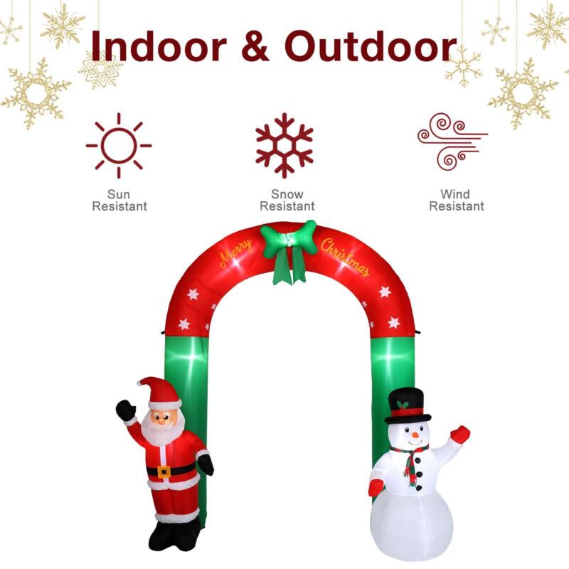 8 FT Christmas Inflatables Arch with Santa & Snowman Blow up Outdoor Decorations