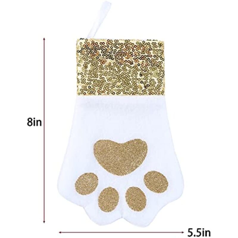 6 PC Pet Christmas Stockings Small Dog Paw Stockings Xmas Tree Ornaments