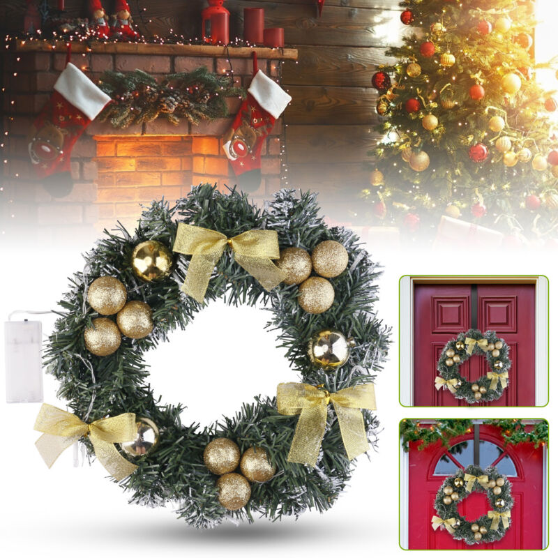 Christmas Tree Wreath for Front Door Hanging Garland Xmas Window Ornament Decor