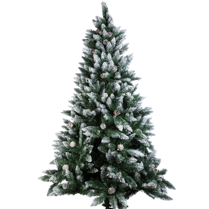 4/5/6/7Ft Artificial Christmas Tree Snow Flocked Pine Cone Holiday Xmas Outdoor