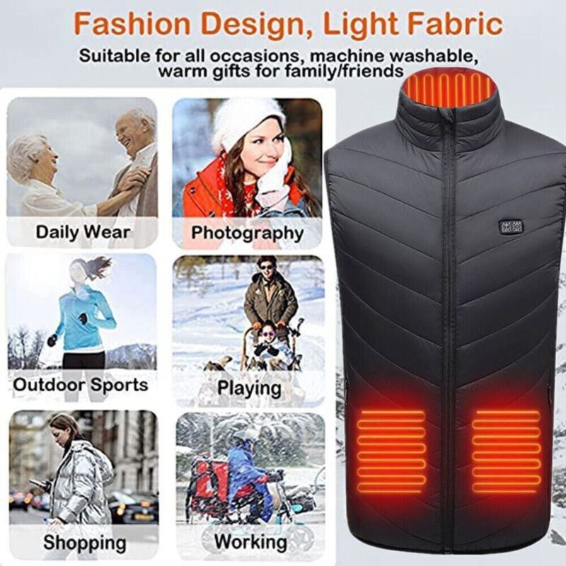 Heated Vest 9 Heating Zones With 10000mAh Battery Pack Electric Heating Vest US