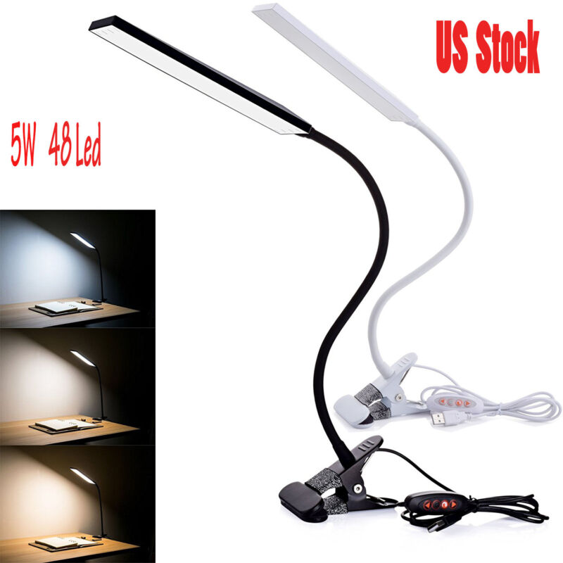 5W Dimmable Clip-On LED Desk Lamp Flexible Reading Light Black Friday
