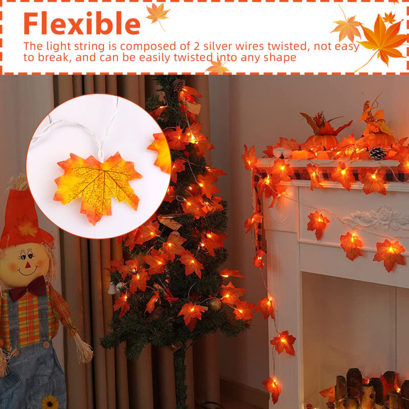 50 LED 16.4FT Fairy Ribbon Lights Strings Christmas Tree Decoration Ornaments