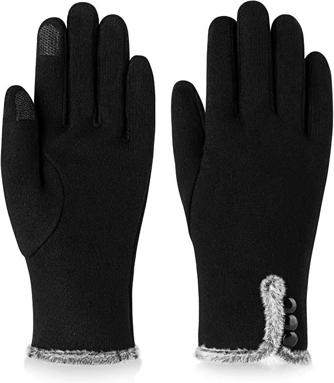 Winter Warm Windproof Gloves Touch Screen Thick Warm Gloves Black/Blue For Women