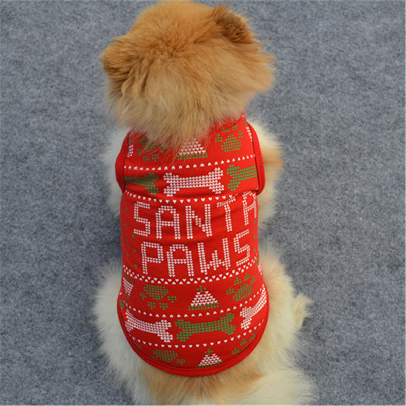Pet Dog Puppy Santa Shirt Christmas Clothes Costumes Warm Jacket Coat
