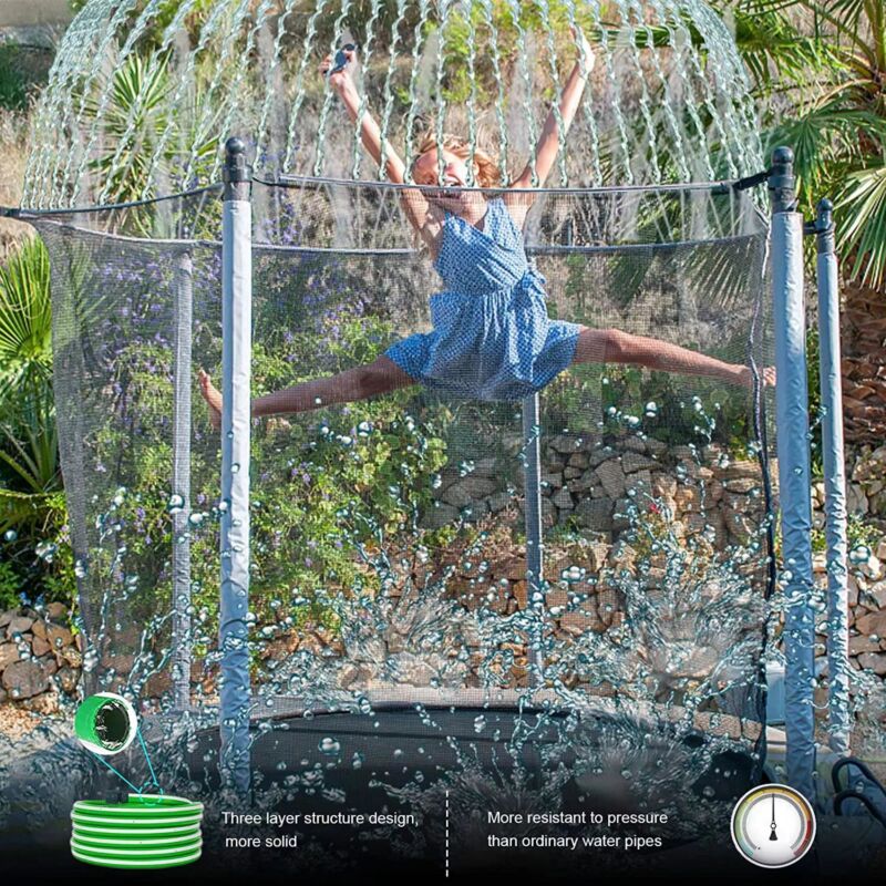 Aspersor de trampolín de 39 pies/49 pies, juguete de agua al aire libre de verano para niños, rociador divertido para parque acuático