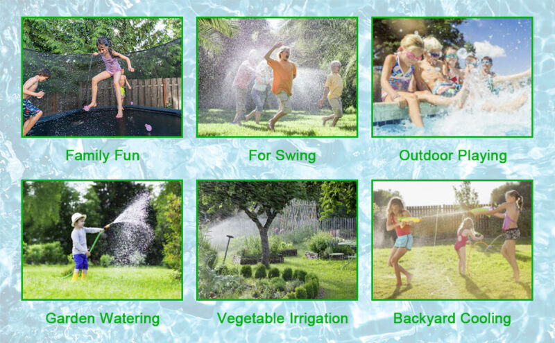 39ft/49ft Trampoline Sprinkler Kids Summer Outdoor Water Toy Fun Waterpark Spray