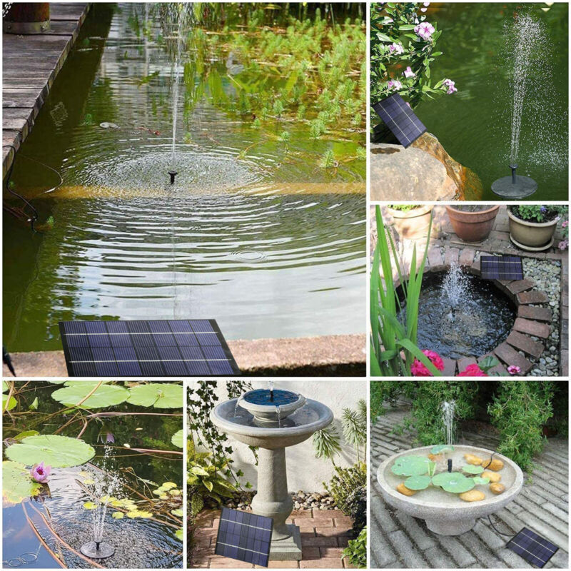Solar Power Fountain Submersible Floating Water Pump Bird Bath Pond Garden Decor