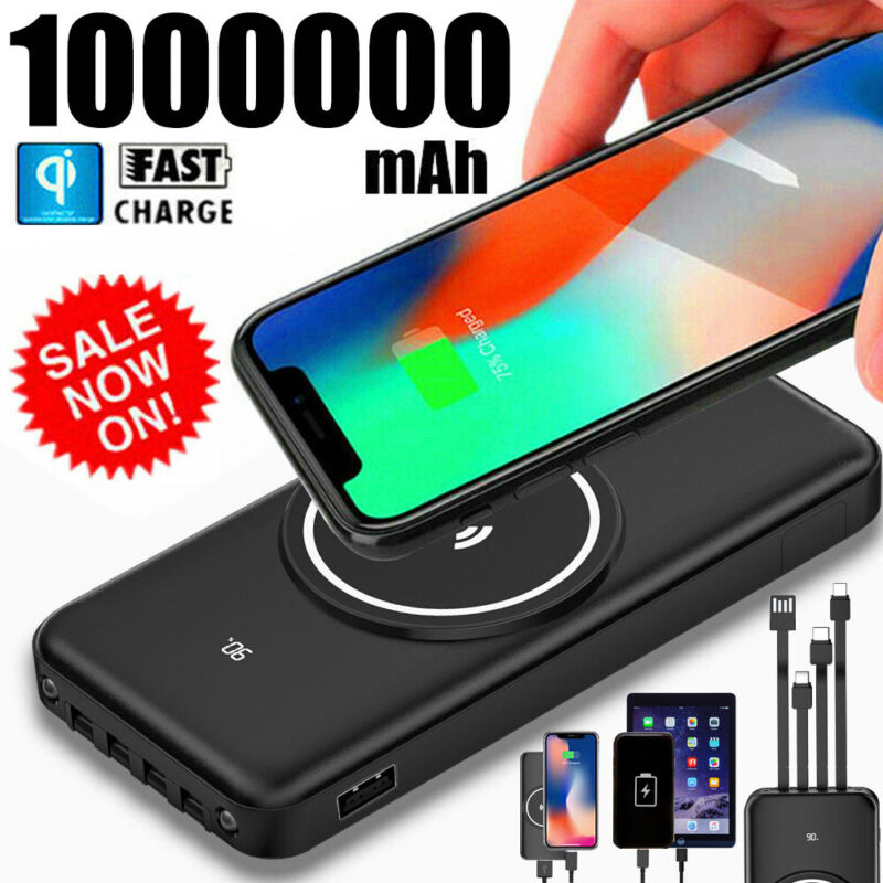 1000000mAh Qi Wireless Power Bank Fast Charging LCD USB Portable Battery Charger - Doug's Dojo