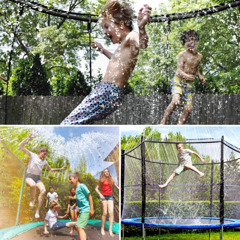 Aspersor de trampolín de 39 pies/49 pies, juguete de agua al aire libre de verano para niños, rociador divertido para parque acuático