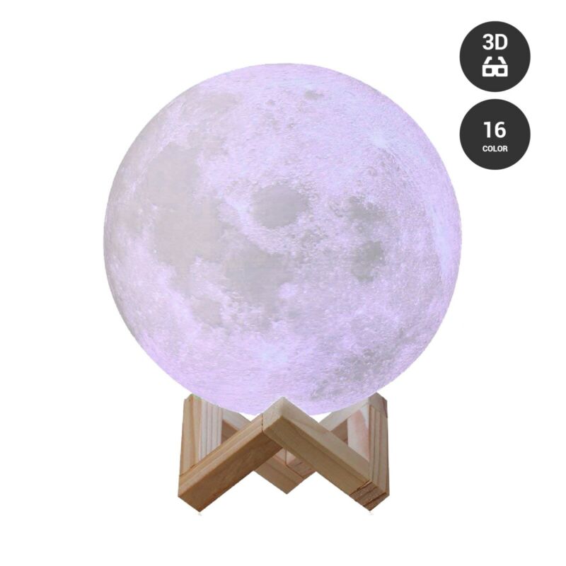 3D Moon Night Light Table Lamp USB Charging Remote Touch Control Home Decor Gift