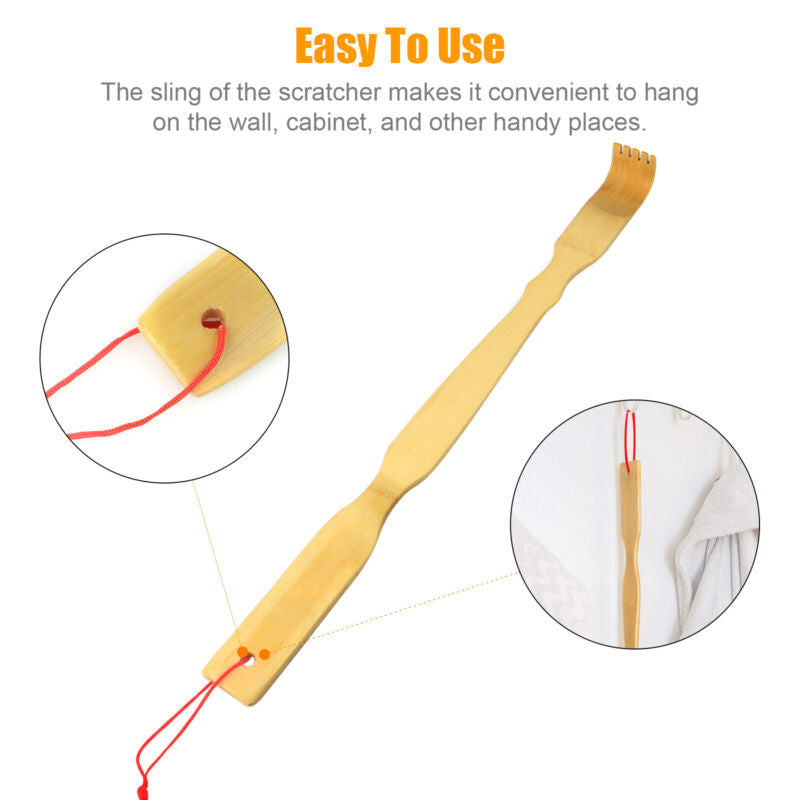 3 PCS Natural Bamboo Back Scratcher Long Reach Pick Itch Relief Tool Portable US