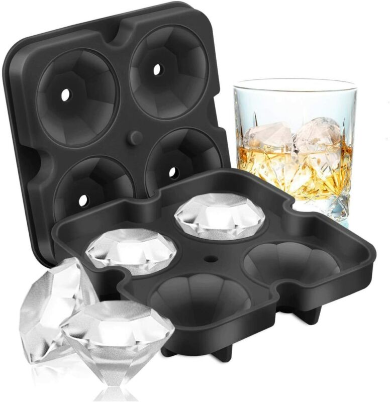 Silicone 3D Diamond ICE Cube Tray Maker Mold Whiskey Cocktails - Doug's Dojo
