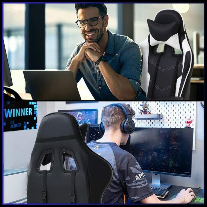 White Office Chair High back Computer Racing Gaming Chair Ergonomic Chair - Doug's Dojo