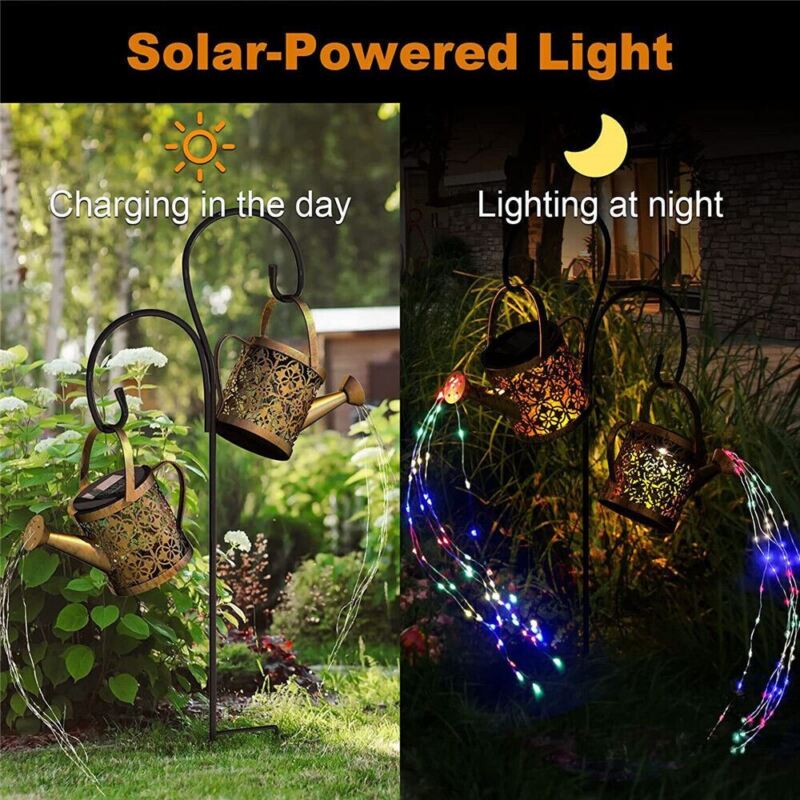 Solar Watering Can Light Garden Outdoor Waterproof Kettle Yard Art Lamp Decor US-Warm Color - Doug's Dojo