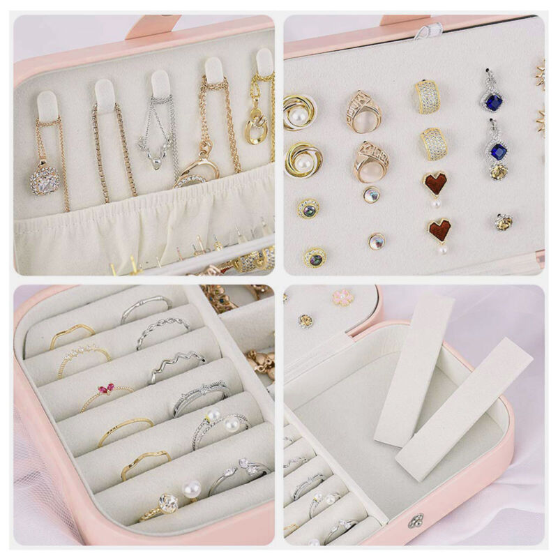 Jewelry Box Organizer Portable Travel Leather Earring Ring Ornament Case Storage - Doug's Dojo